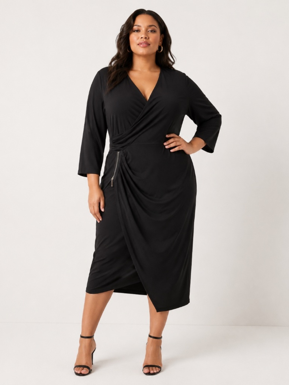 Eloqui half Sleeve black dress with Side zip - 18